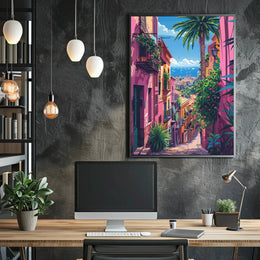 Vibrant Mediterranean Cityscape Art Print Travel Poster PosterGoat