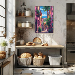 Vibrant Mediterranean Cityscape Art Print Travel Poster PosterGoat