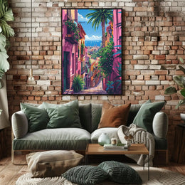 Vibrant Mediterranean Cityscape Art Print Travel Poster PosterGoat