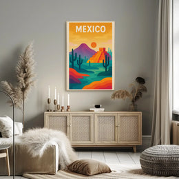 Vibrant Mesoamerican Pyramid Mexico Cultural Heritage Poster PosterGoat