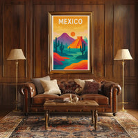 Vibrant Mesoamerican Pyramid Mexico Cultural Heritage Poster PosterGoat