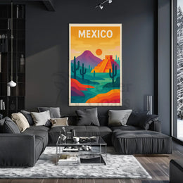 Vibrant Mesoamerican Pyramid Mexico Cultural Heritage Poster PosterGoat