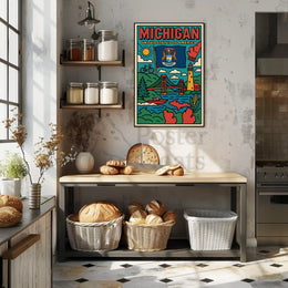 Vibrant Michigan Landmarks Travel Poster PosterGoat