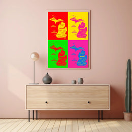 Vibrant Michigan Map Poster PosterGoat