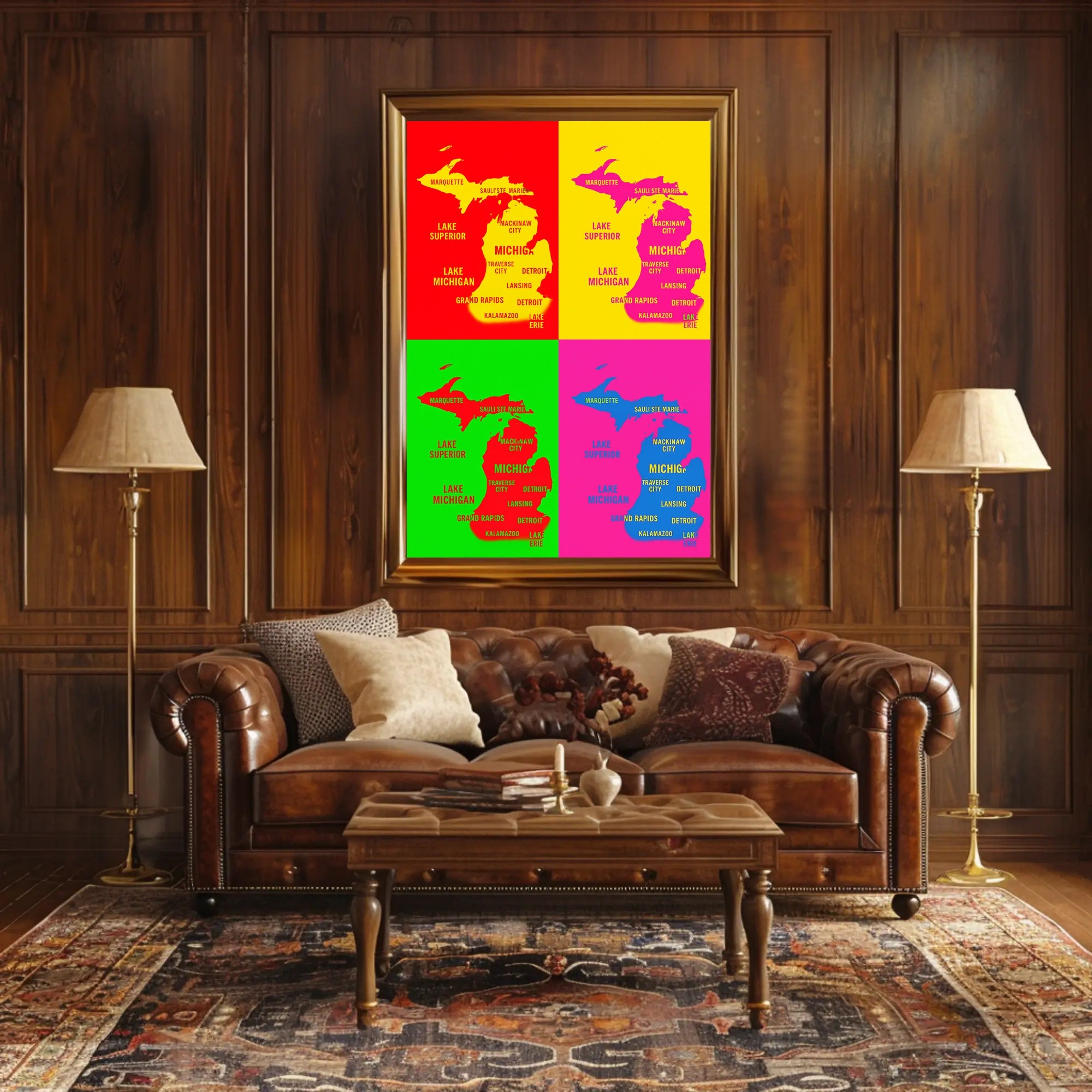 Vibrant Michigan Map Poster PosterGoat