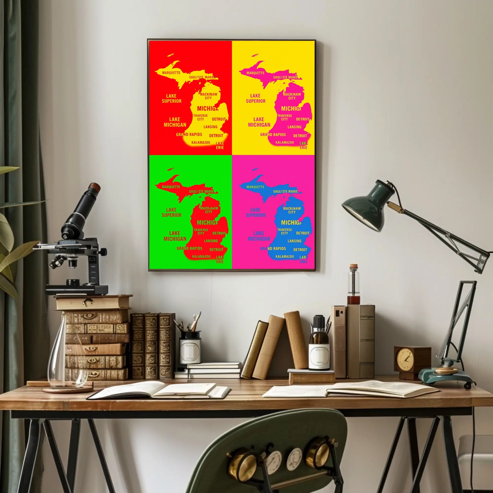 Vibrant Michigan Map Poster PosterGoat