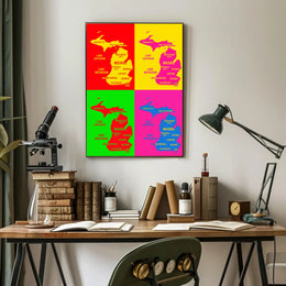 Vibrant Michigan Map Poster PosterGoat