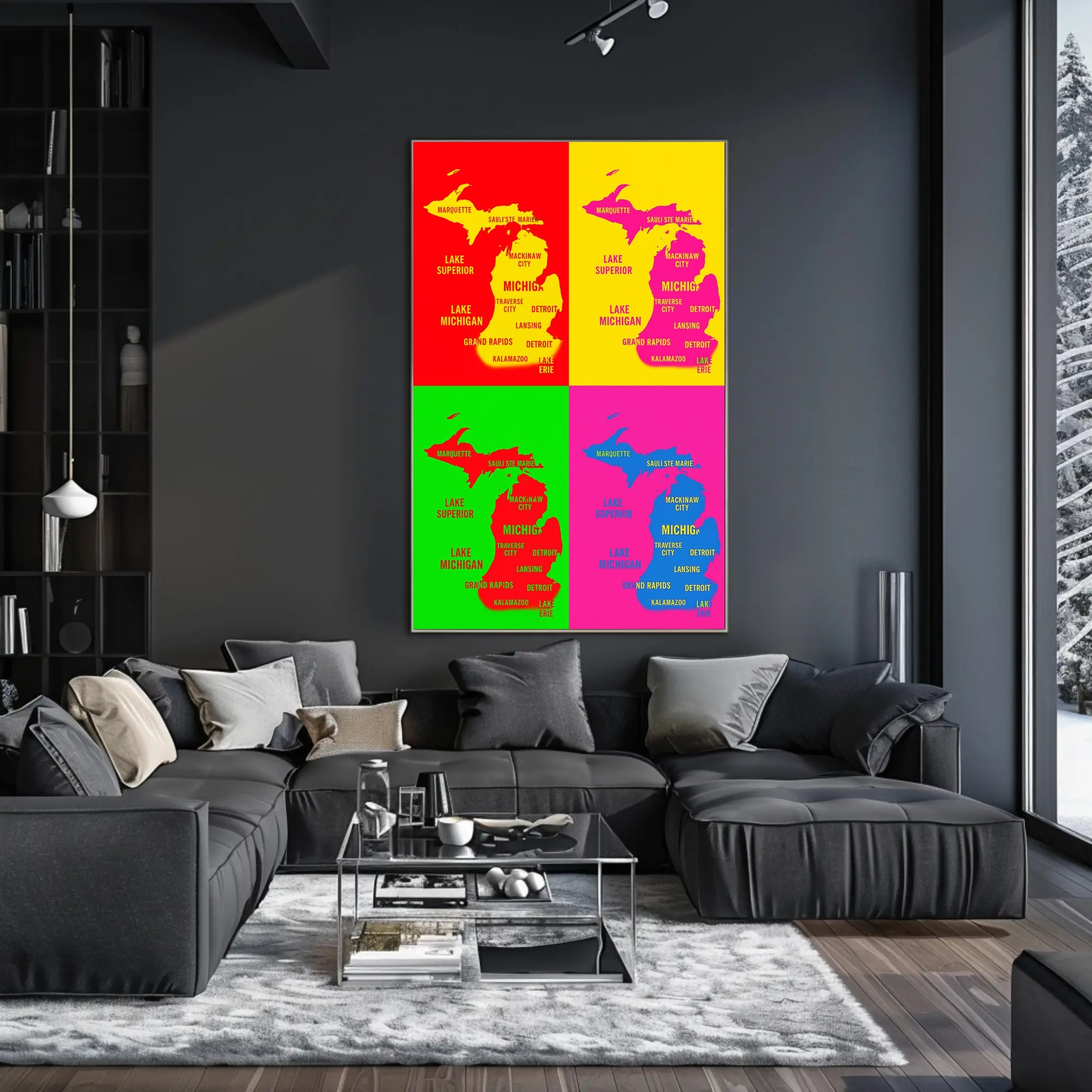 Vibrant Michigan Map Poster PosterGoat