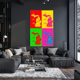 Vibrant Michigan Map Poster PosterGoat
