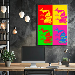 Vibrant Michigan Map Poster PosterGoat