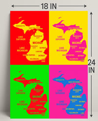 Vibrant Michigan Map Poster PosterGoat