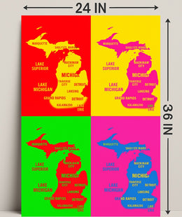 Vibrant Michigan Map Poster PosterGoat