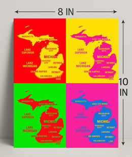 Vibrant Michigan Map Poster PosterGoat
