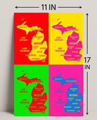 Vibrant Michigan Map Poster PosterGoat