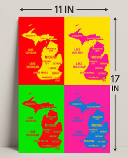 Vibrant Michigan Map Poster PosterGoat