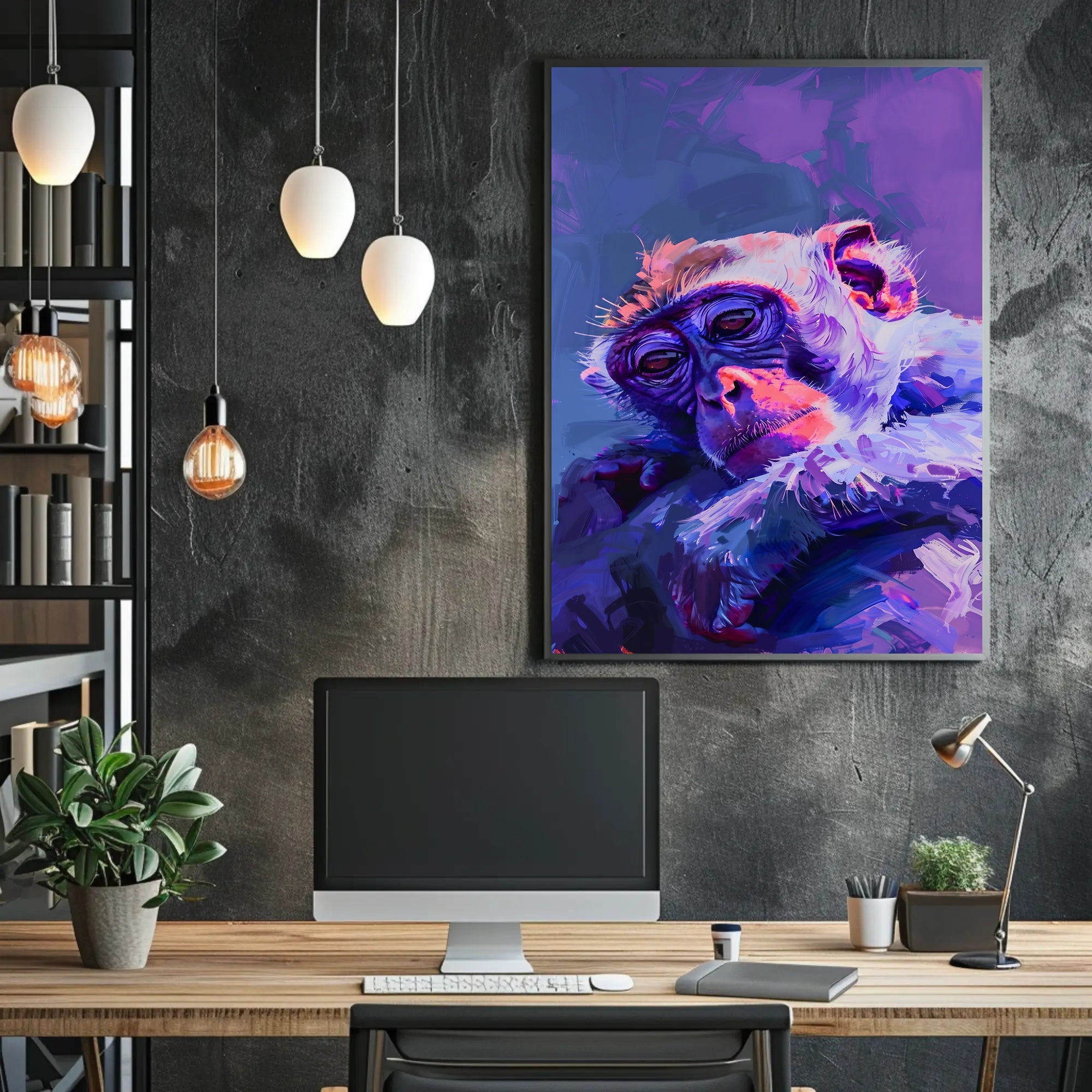 Vibrant Monkey Expression Abstract or Artistic Poster PosterGoat