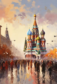 Vibrant Moscow Architecture Impressionism Cultural or Heritage Poster PosterGoat