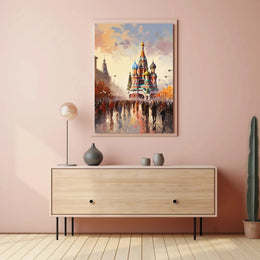 Vibrant Moscow Architecture Impressionism Cultural or Heritage Poster PosterGoat