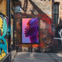 Vibrant Neon Human Profile Futuristic Sci-Fi Poster PosterGoat