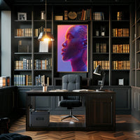 Vibrant Neon Human Profile Futuristic Sci-Fi Poster PosterGoat