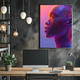 Vibrant Neon Human Profile Futuristic Sci-Fi Poster PosterGoat