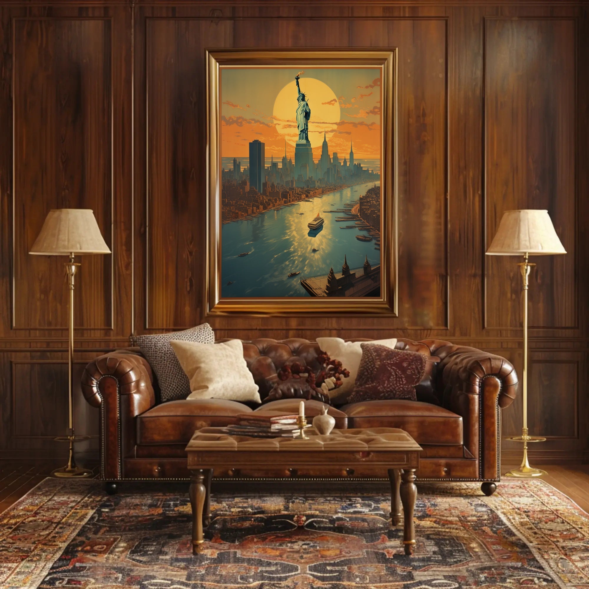Vibrant New York City Sunset Urban or Cityscape Poster PosterGoat