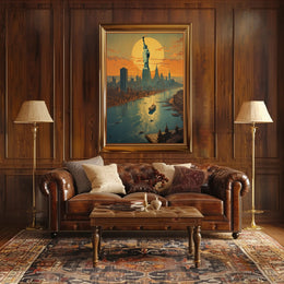 Vibrant New York City Sunset Urban or Cityscape Poster PosterGoat