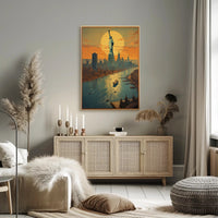 Vibrant New York City Sunset Urban or Cityscape Poster PosterGoat