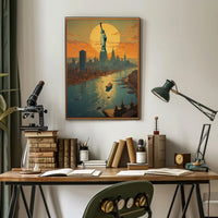 Vibrant New York City Sunset Urban or Cityscape Poster PosterGoat