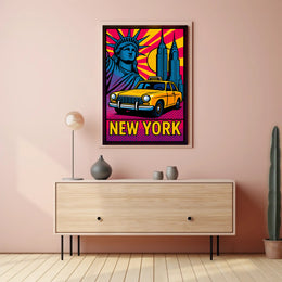 Vibrant New York Skyline Travel Poster PosterGoat