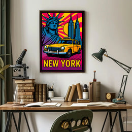 Vibrant New York Skyline Travel Poster PosterGoat