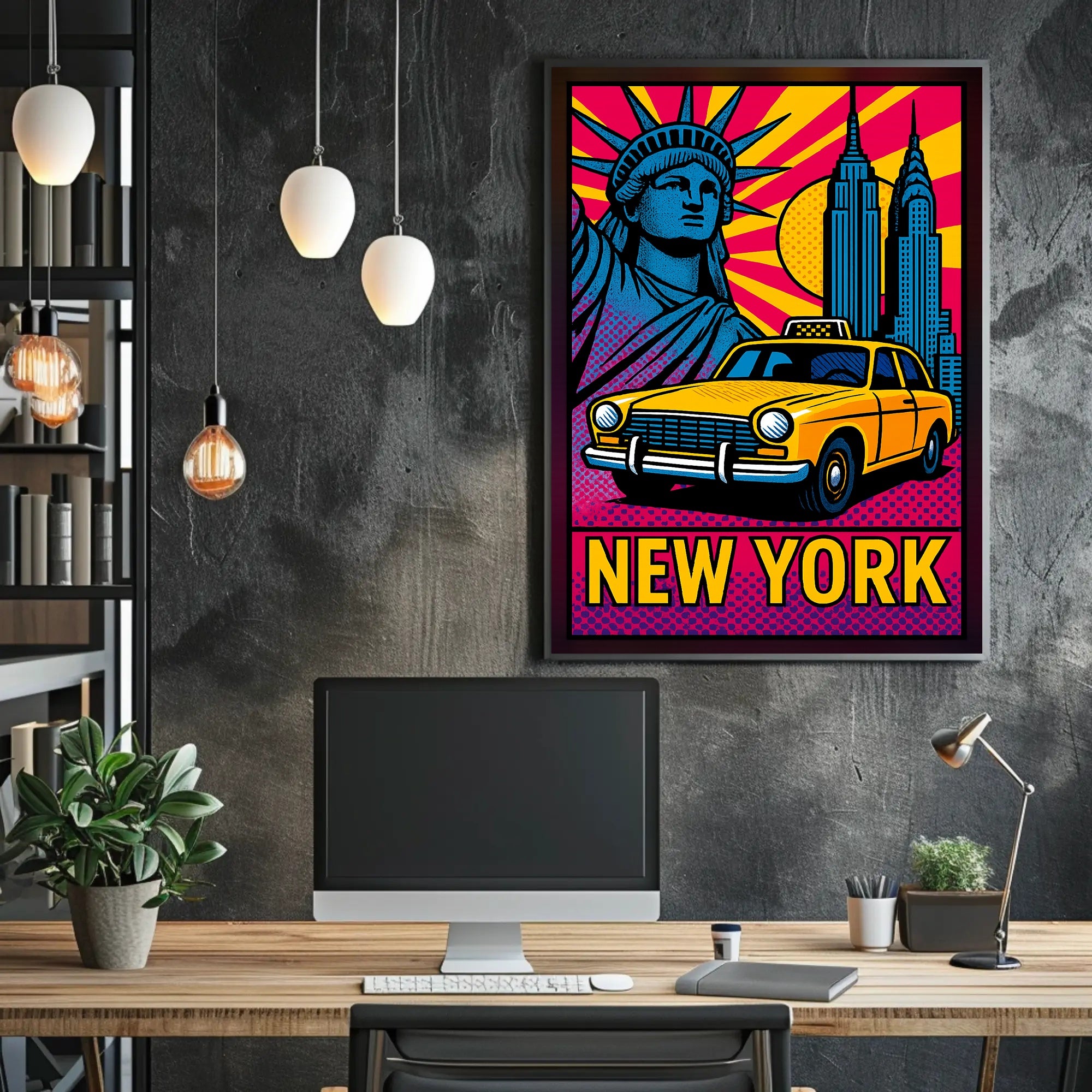 Vibrant New York Skyline Travel Poster PosterGoat