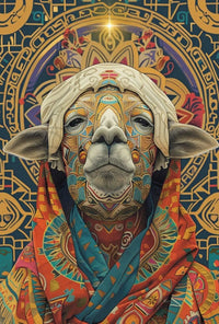 Vibrant Ornate Sheep Design Cultural or Heritage Poster PosterGoat