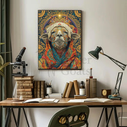 Vibrant Ornate Sheep Design Cultural or Heritage Poster PosterGoat