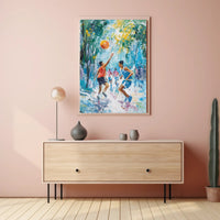Vibrant Outdoor Basketball Impressionism Art Sports Poster PosterGoat