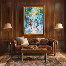 Vibrant Outdoor Basketball Impressionism Art Sports Poster PosterGoat