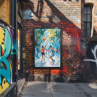 Vibrant Outdoor Basketball Impressionism Art Sports Poster PosterGoat