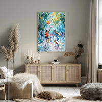 Vibrant Outdoor Basketball Impressionism Art Sports Poster PosterGoat