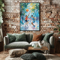 Vibrant Outdoor Basketball Impressionism Art Sports Poster PosterGoat