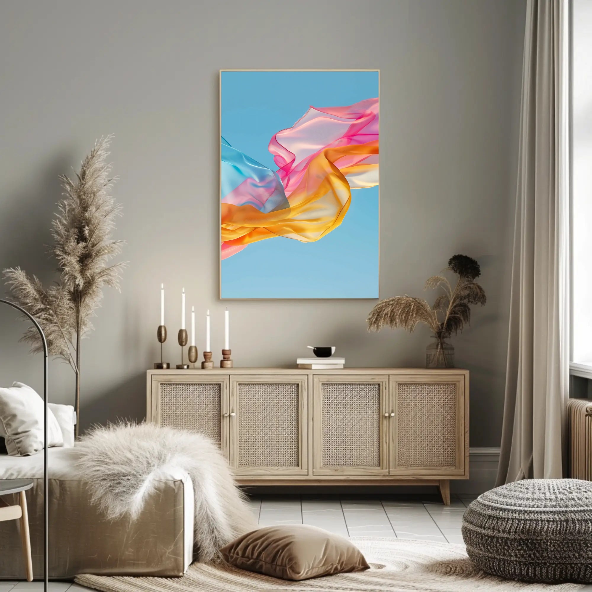 Vibrant Pastel Fabrics Abstract Artistic Poster PosterGoat