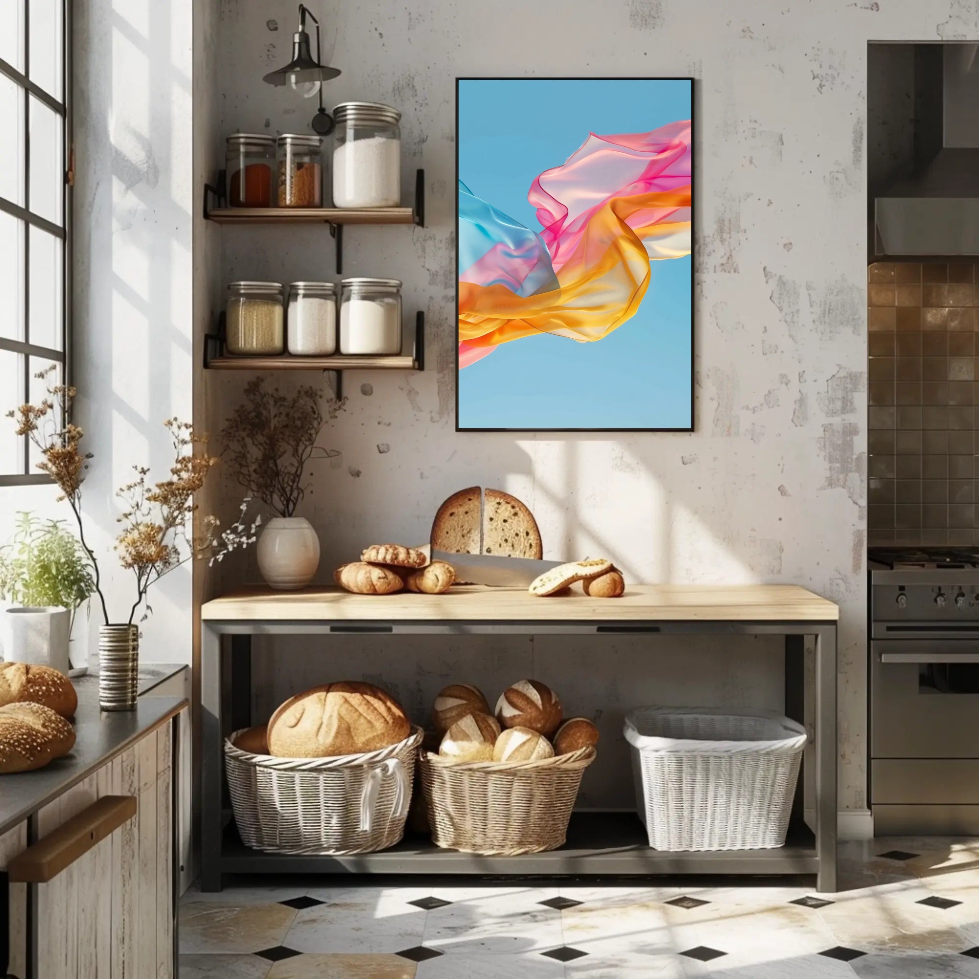Vibrant Pastel Fabrics Abstract Artistic Poster PosterGoat