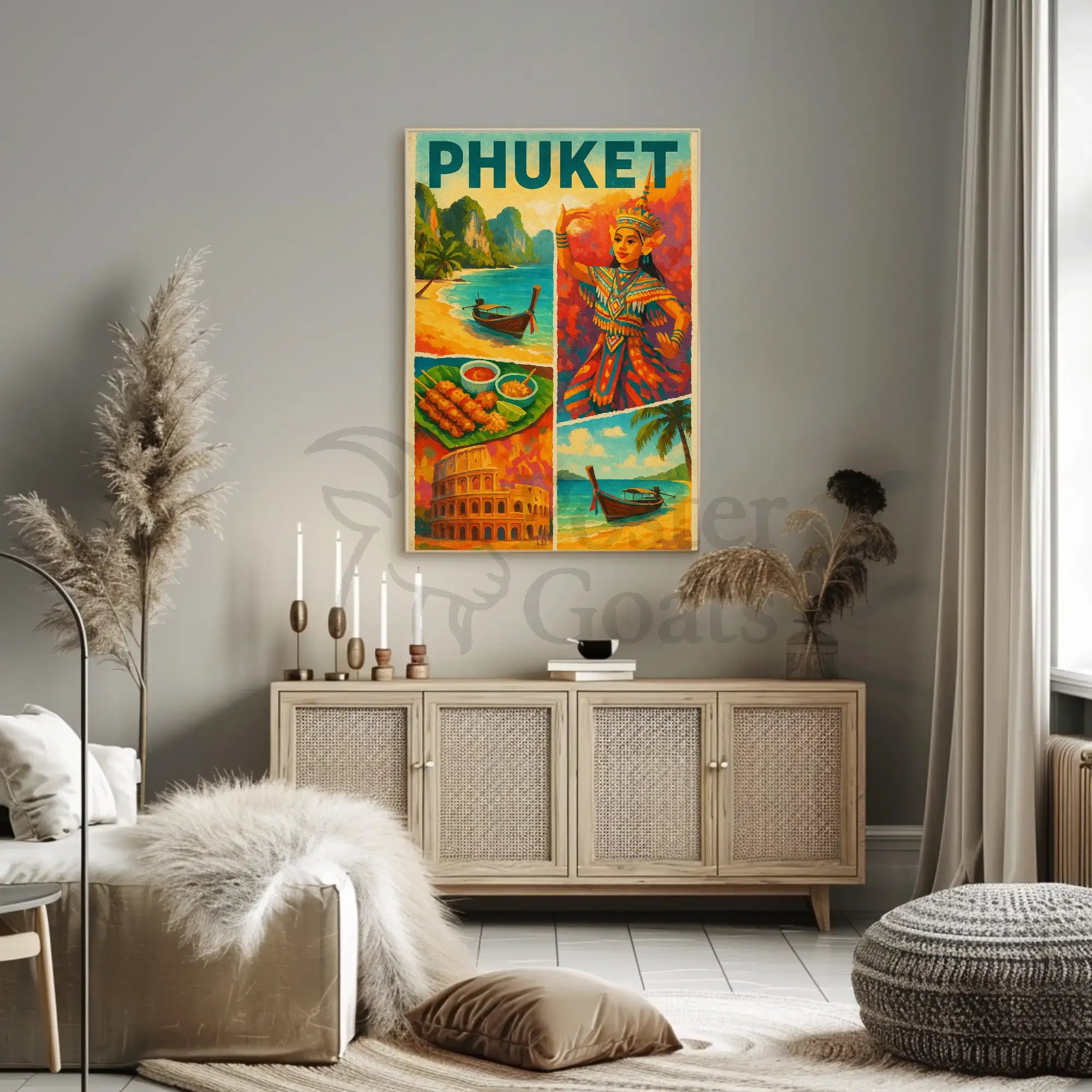 Vibrant Phuket Cultural Adventure Vintage Travel Poster PosterGoat