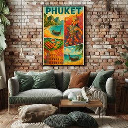 Vibrant Phuket Cultural Adventure Vintage Travel Poster PosterGoat