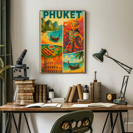 Vibrant Phuket Cultural Adventure Vintage Travel Poster PosterGoat