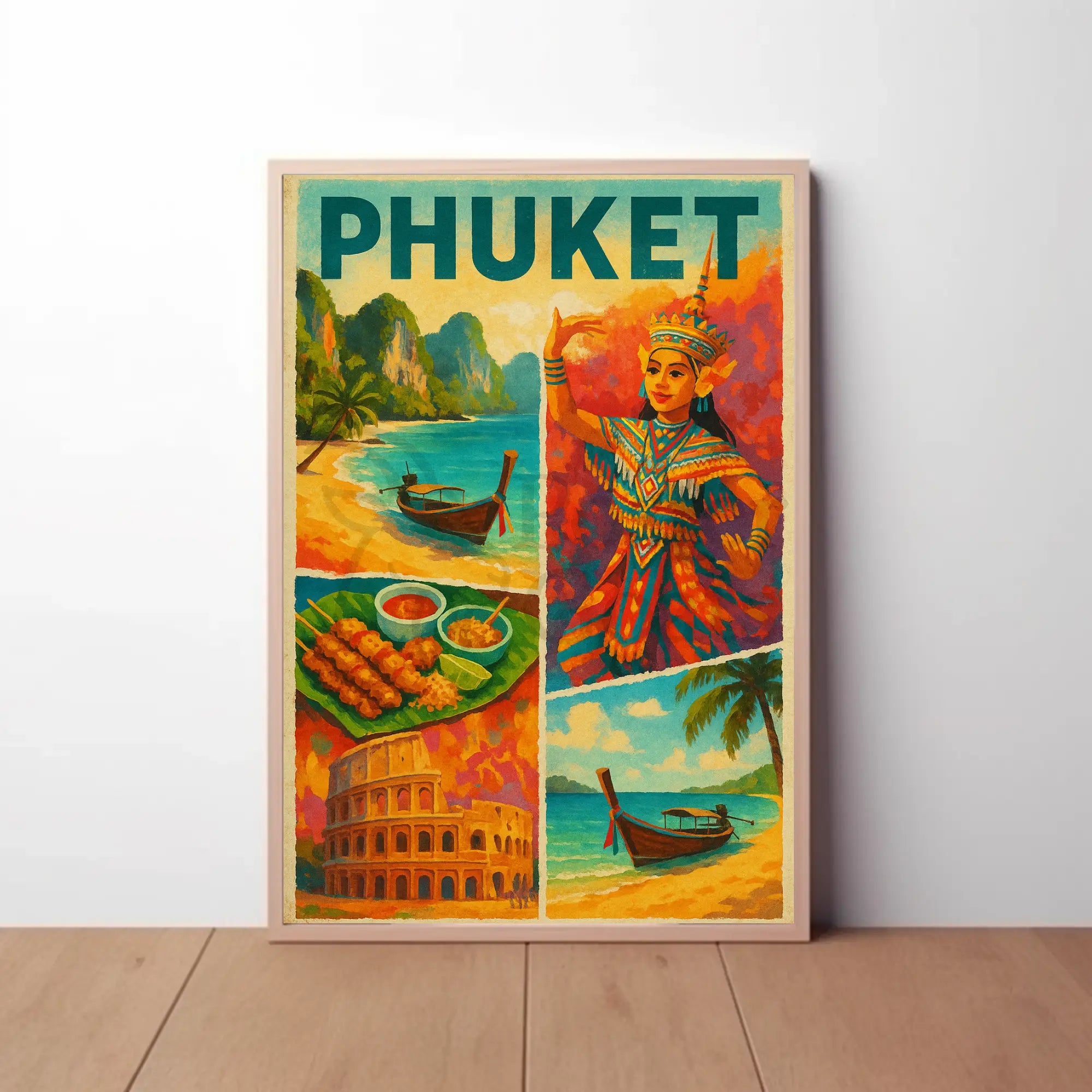 Vibrant Phuket Cultural Adventure Vintage Travel Poster PosterGoat