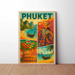 Vibrant Phuket Cultural Adventure Vintage Travel Poster PosterGoat