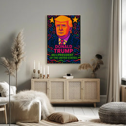 Vibrant Pop-Art Donald Trump Political Propaganda Poster PosterGoat