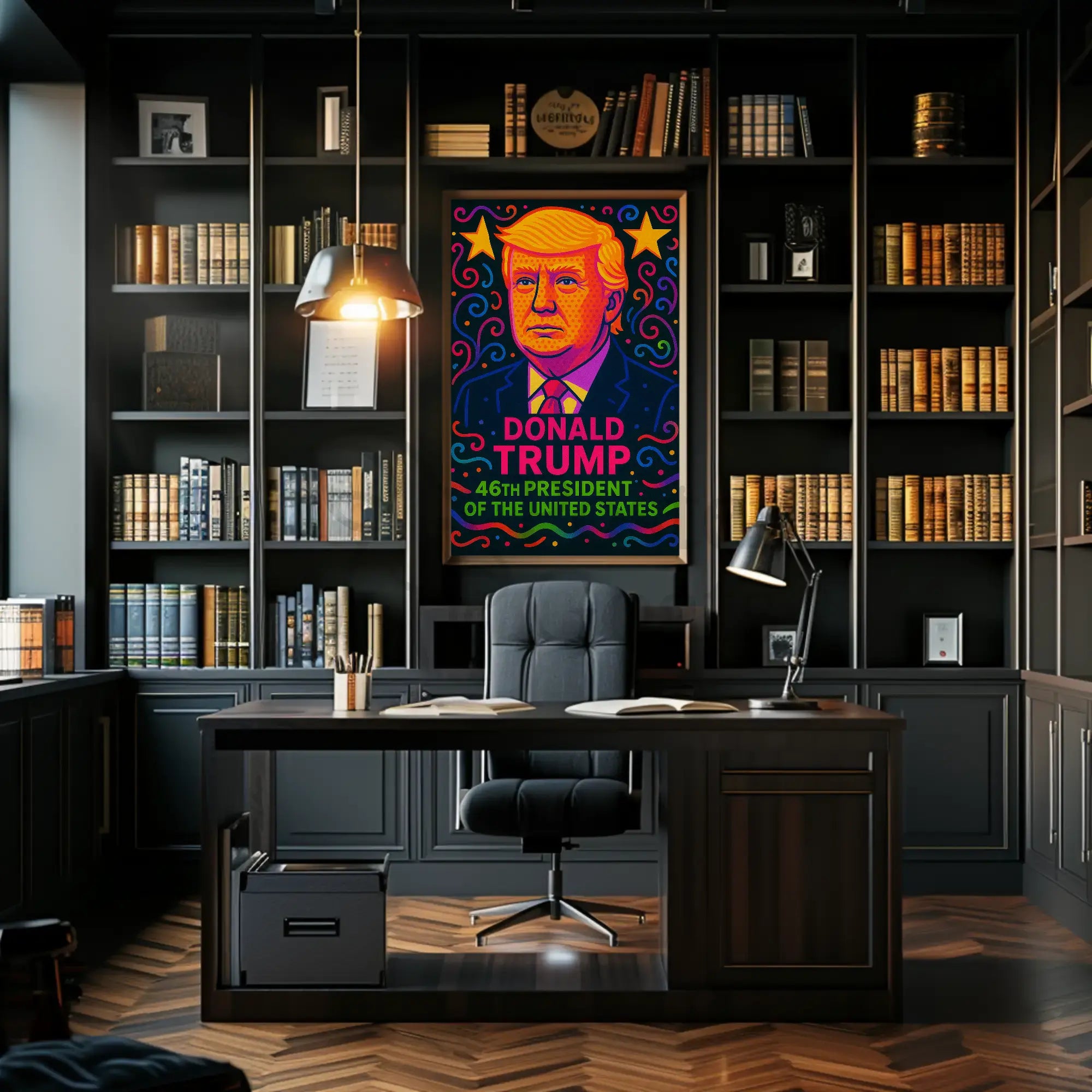 Vibrant Pop-Art Donald Trump Political Propaganda Poster PosterGoat
