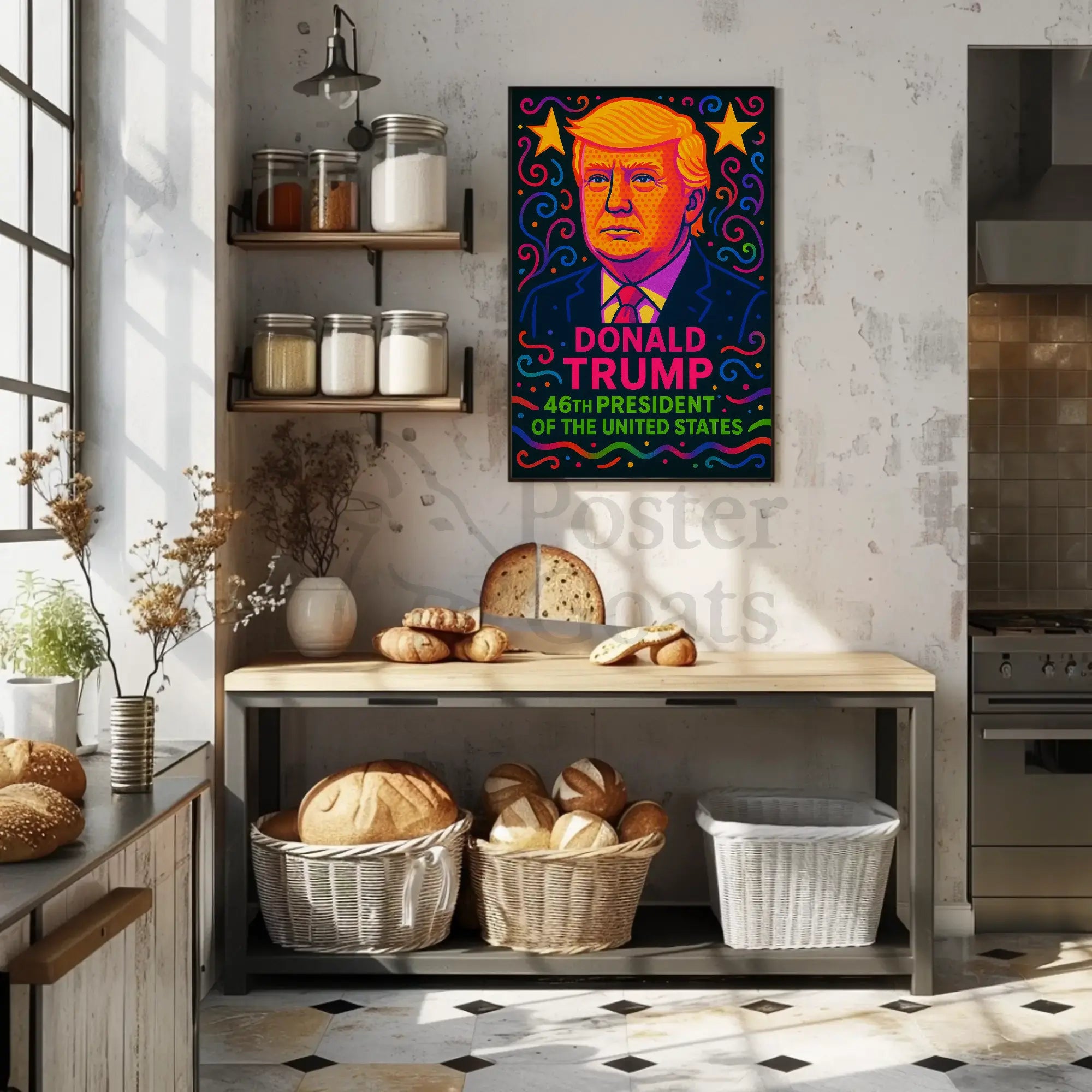 Vibrant Pop-Art Donald Trump Political Propaganda Poster PosterGoat