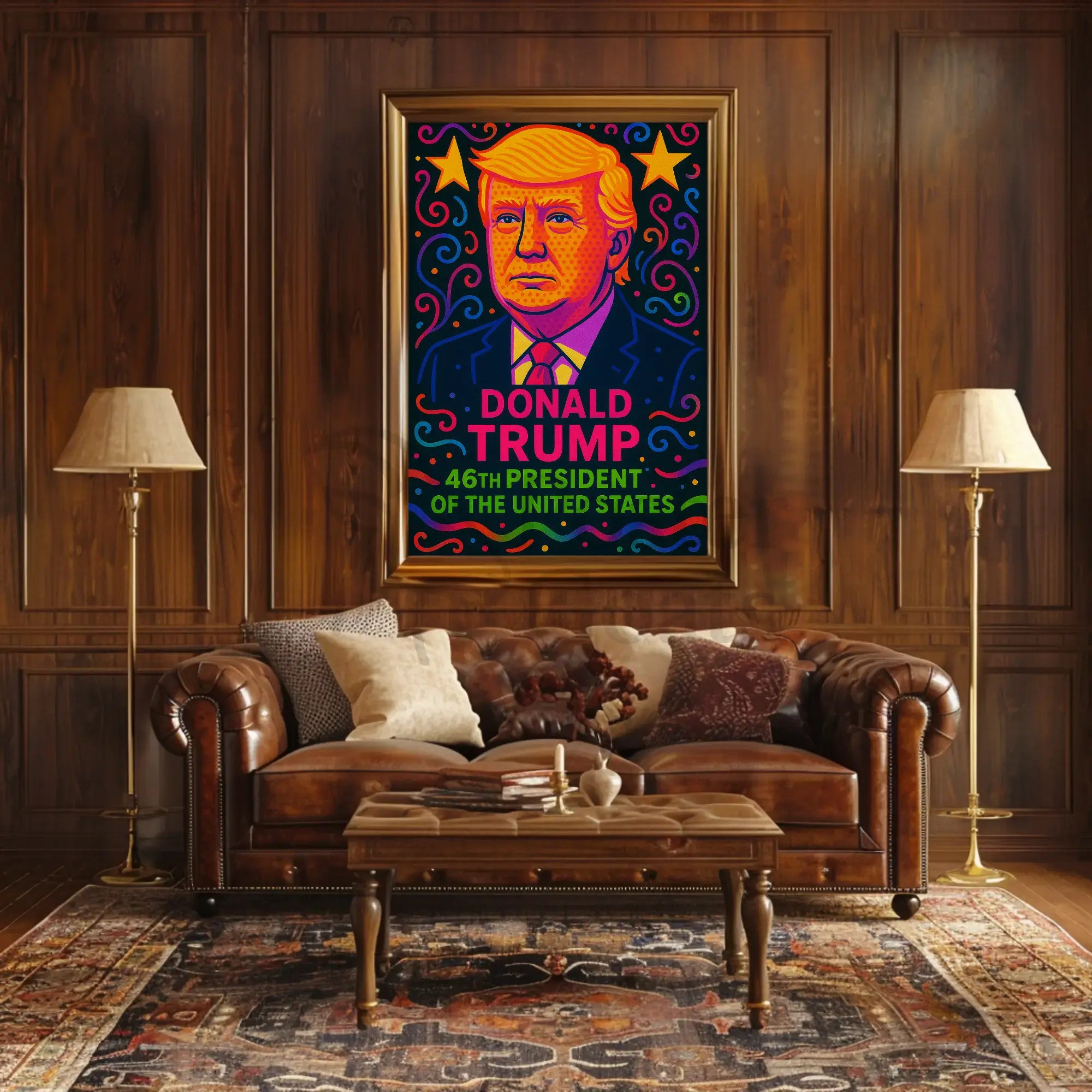 Vibrant Pop-Art Donald Trump Political Propaganda Poster PosterGoat